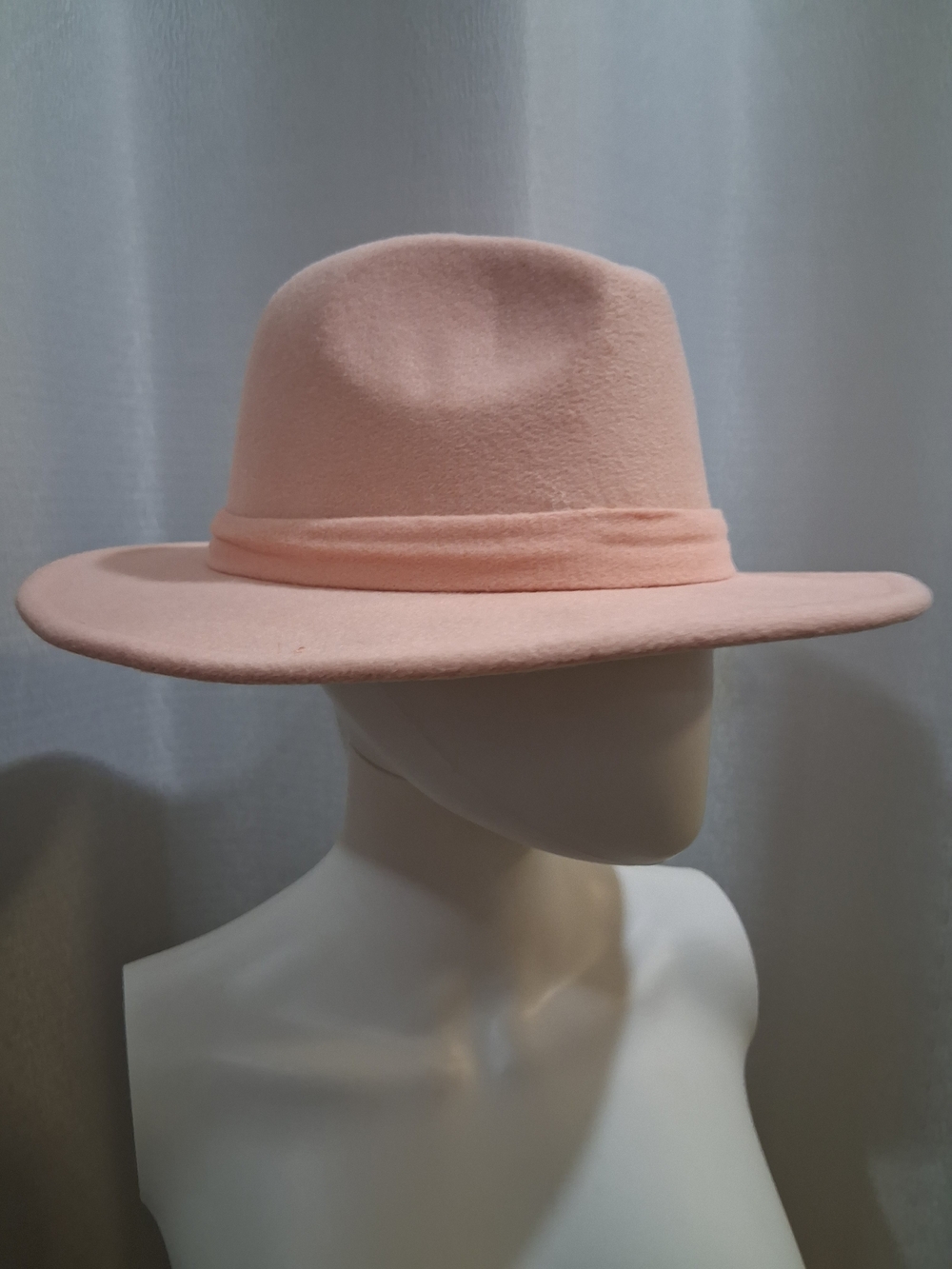 Stylish Women's Blush Pink Wide-Brim Fedora Hat